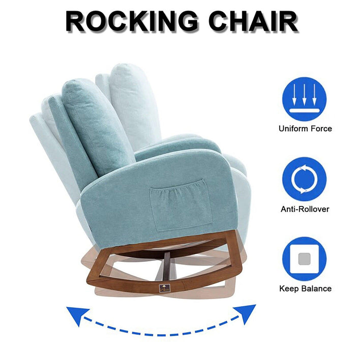 Wooden Glider Rocking Chair (Blue) - WoodenTwist