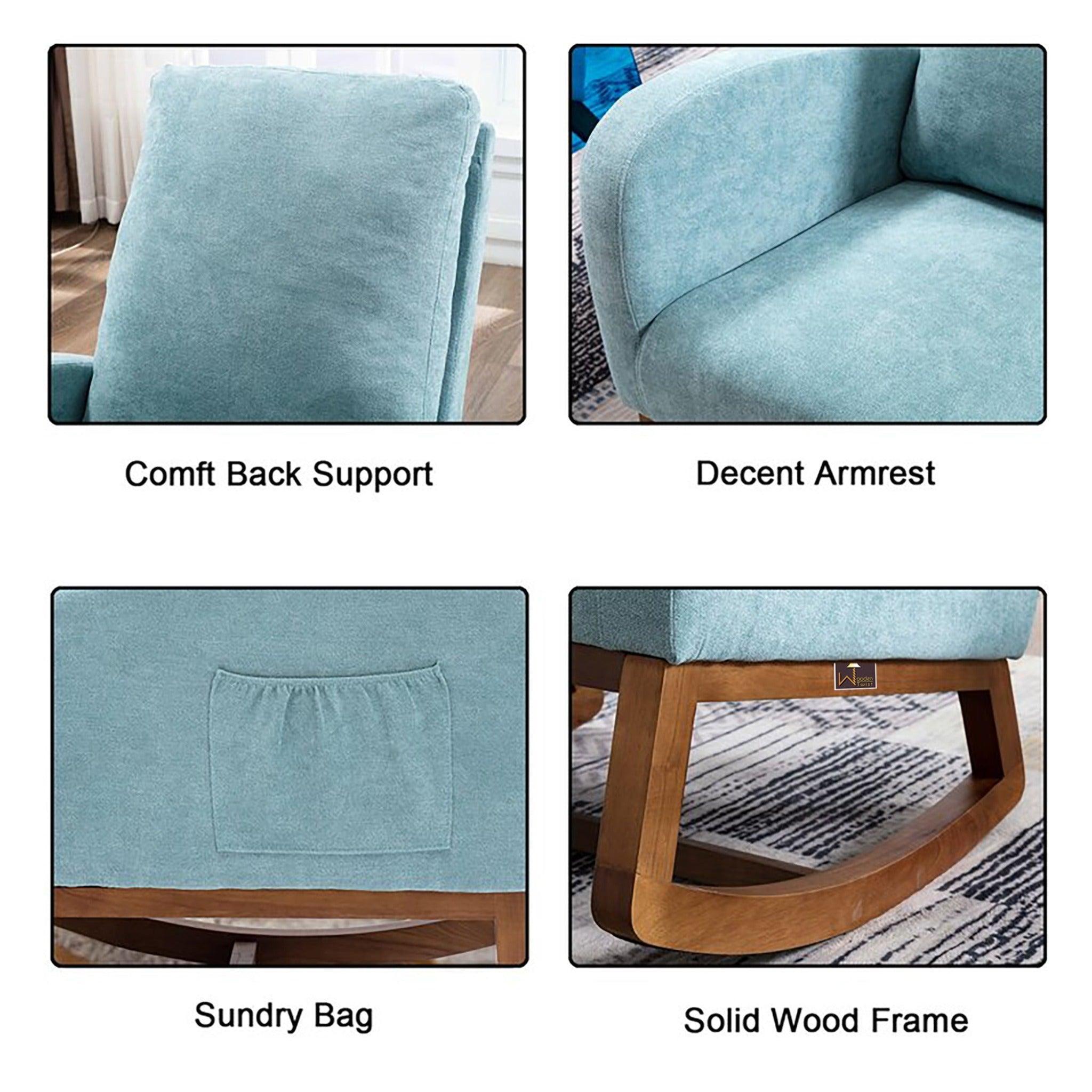 Buy Wooden Glider Rocking Chair (Blue) Online at woodentwist – WoodenTwist