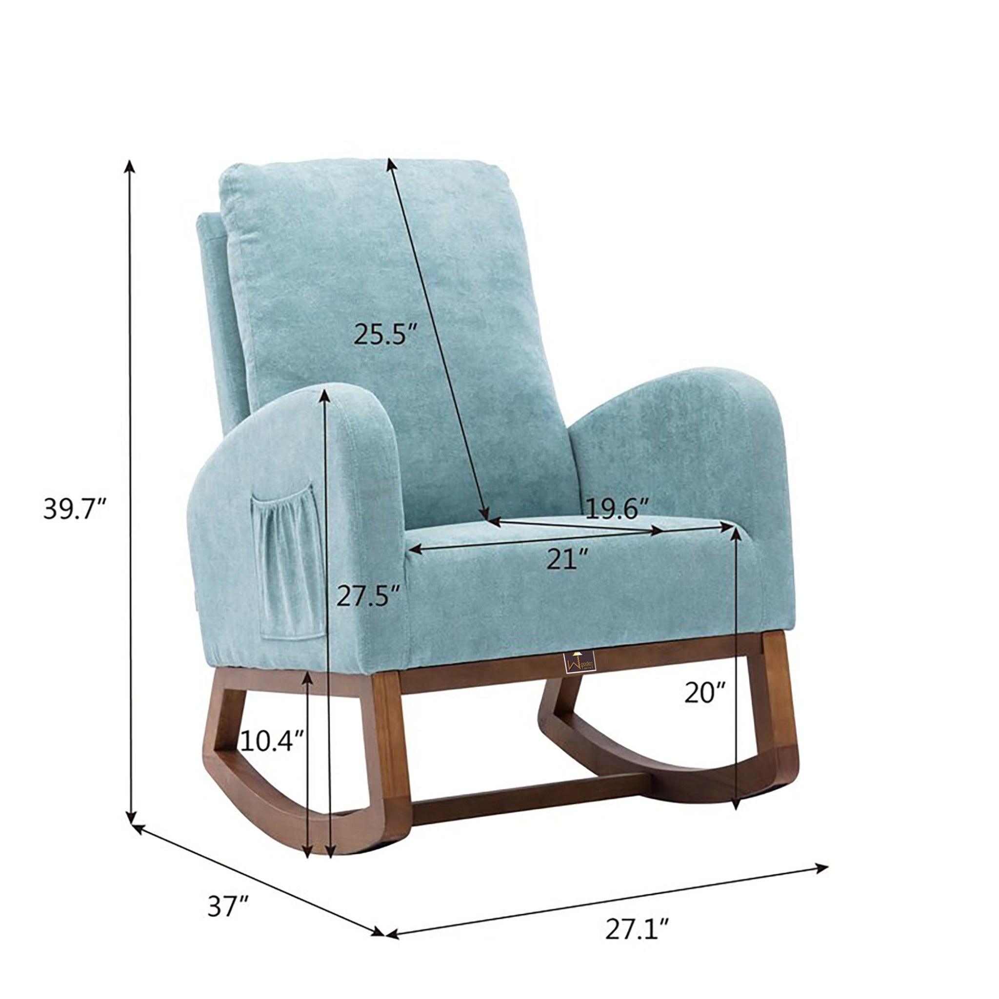 Wooden Glider Rocking Chair (Blue) - WoodenTwist