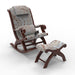 Azure Premium Sheesham Wood Rocking Chair with Foot Rest & Pillow - WoodenTwist