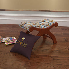 Sheesham Wood Stool/Foot Rest in Fabric - WoodenTwist