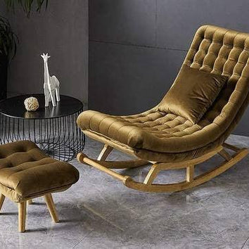Recliner Lounger Wooden Rocking Chair in Premium Soft Comfortable Cushion