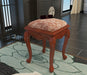 Classy Hand Carved Teak Wood Stool in Premium Fabric - WoodenTwist