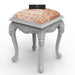Classy Hand Carved Teak Wood Stool in Premium Fabric - WoodenTwist