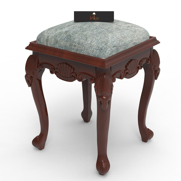 Premium Hand Carved Teak Wood Stool in Premium Jute - WoodenTwist