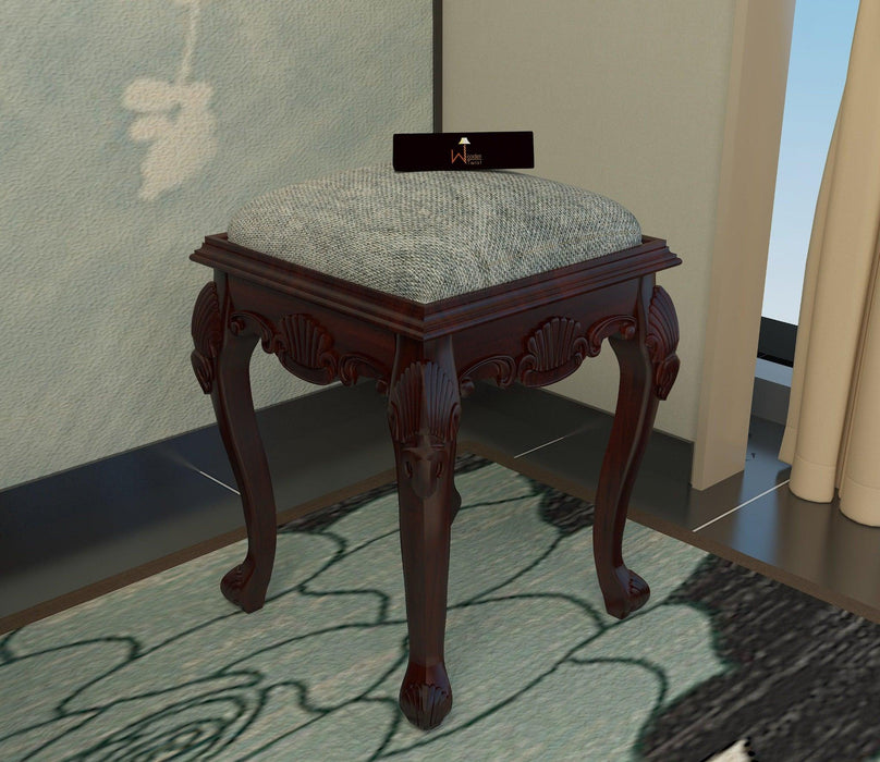 Premium Hand Carved Teak Wood Stool in Premium Jute - WoodenTwist