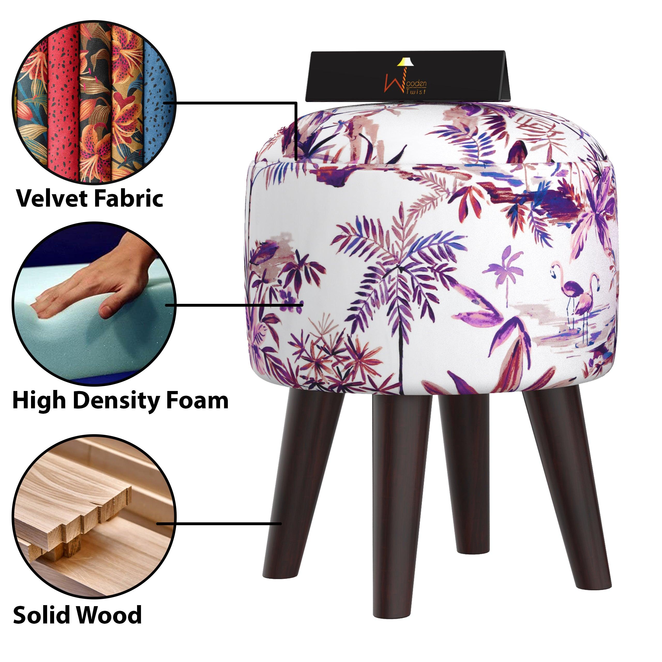 Wooden Twist Puffy Ottoman Stool For Living Room Set of 2 - WoodenTwist