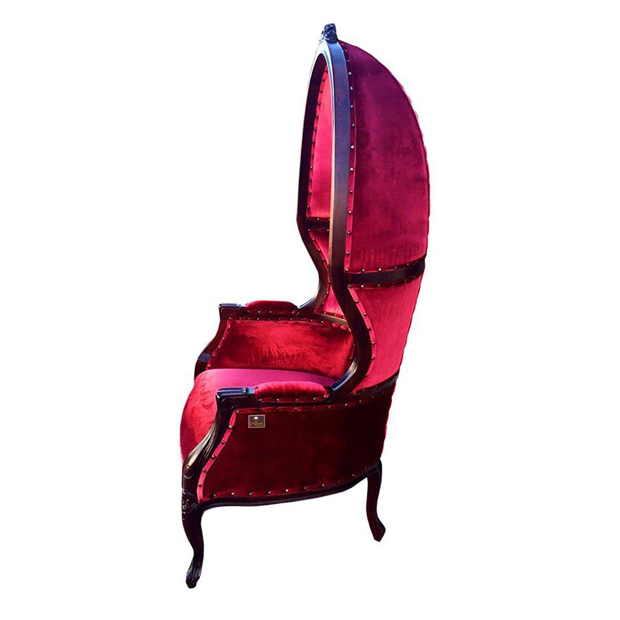 Red Fabric, Walnut Finish Frame