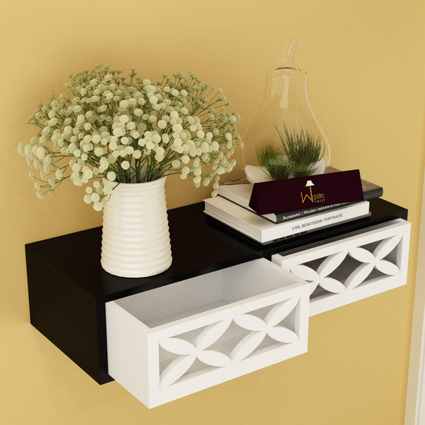 Exclusively Launched Engineered Wood Wall Shelf with Drawer - WoodenTwist