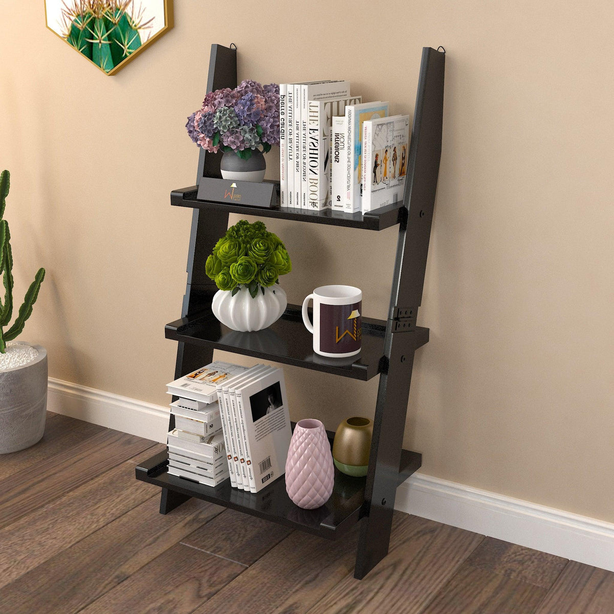 Escalera Leaning Bookcase Ladder and Room Organizer - WoodenTwist