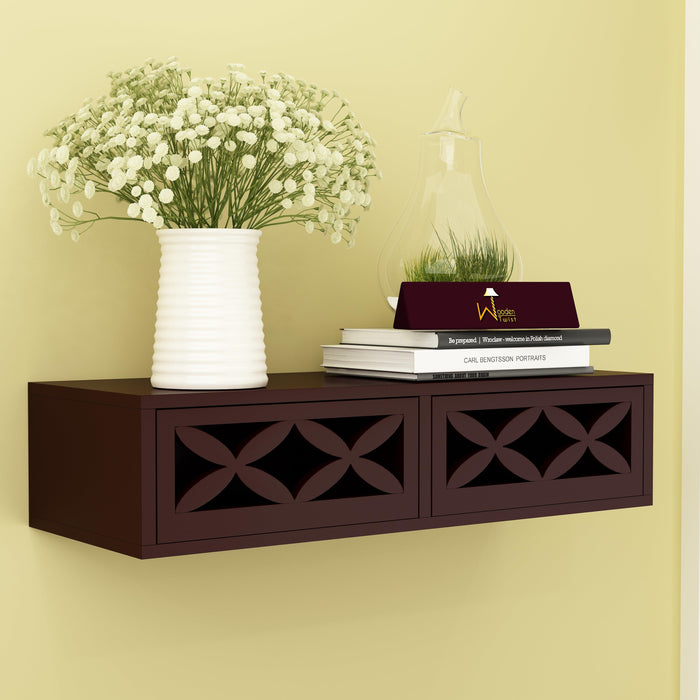 Exclusively Launched Engineered Wood Wall Shelf with Drawer - WoodenTwist