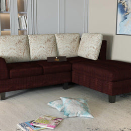 5 Seater L-Shape Sectional Sofa Set with Four Floral Cushion - WoodenTwist