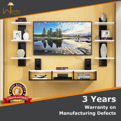 Wooden Wall Mounted TV Unit, Cabinet, with TV Stand Unit Wall Shelf for Living Room - WoodenTwist