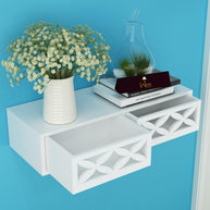 Exclusively Launched Engineered Wood Wall Shelf with Drawer - WoodenTwist
