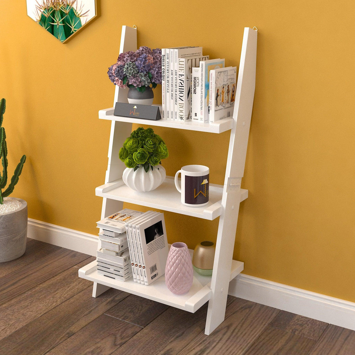 Escalera Leaning Bookcase Ladder and Room Organizer - WoodenTwist