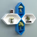 Wooden Pared Hexagon Floating Wall Shelf with 4 Shelves - WoodenTwist