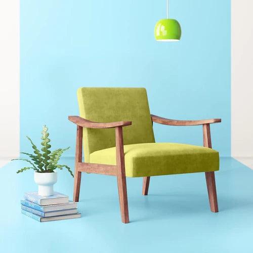 Modern Fletcher Wide Armchair In Teak Wood (Honey Finish) - WoodenTwist