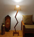 Flex Wooden Floor Lamp with Brown Base and Beige Fabric Lampshade - WoodenTwist