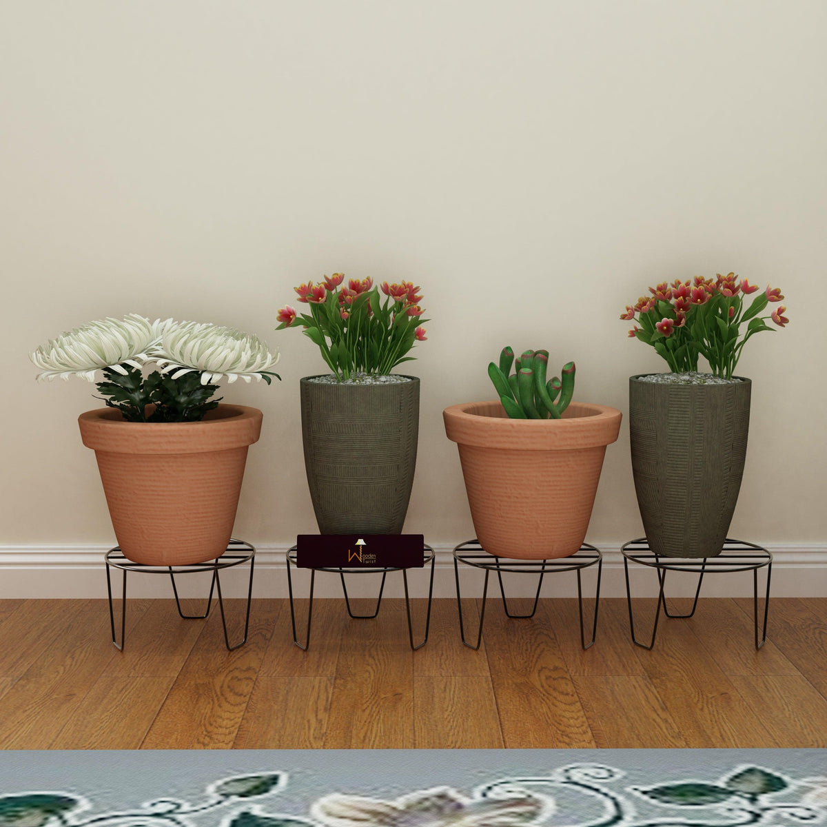 V Type Wrought Iron Flower Pot Stand