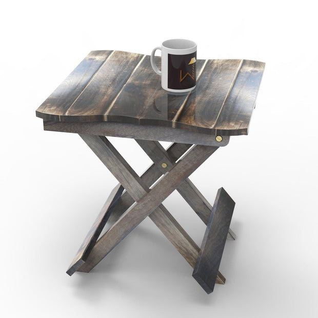 Wooden Twist Handmade Design Folding Mango Wood End Table For Living Room - WoodenTwist