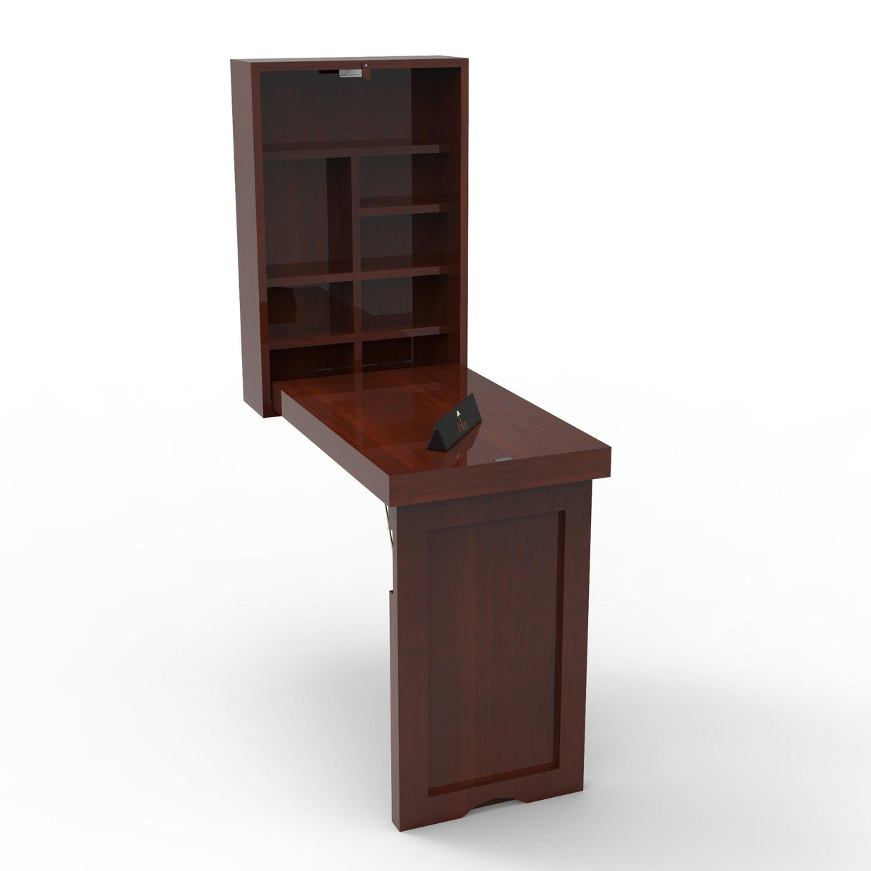 Teak Wood Foldable Wall Mounted Study Table (Finish Honey) - Detail View 1