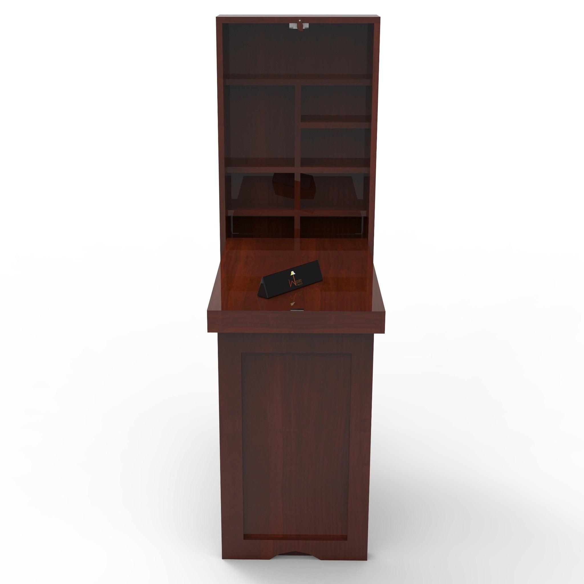 Teak Wood Foldable Wall Mounted Study Table (Finish Honey) - Detail View 2