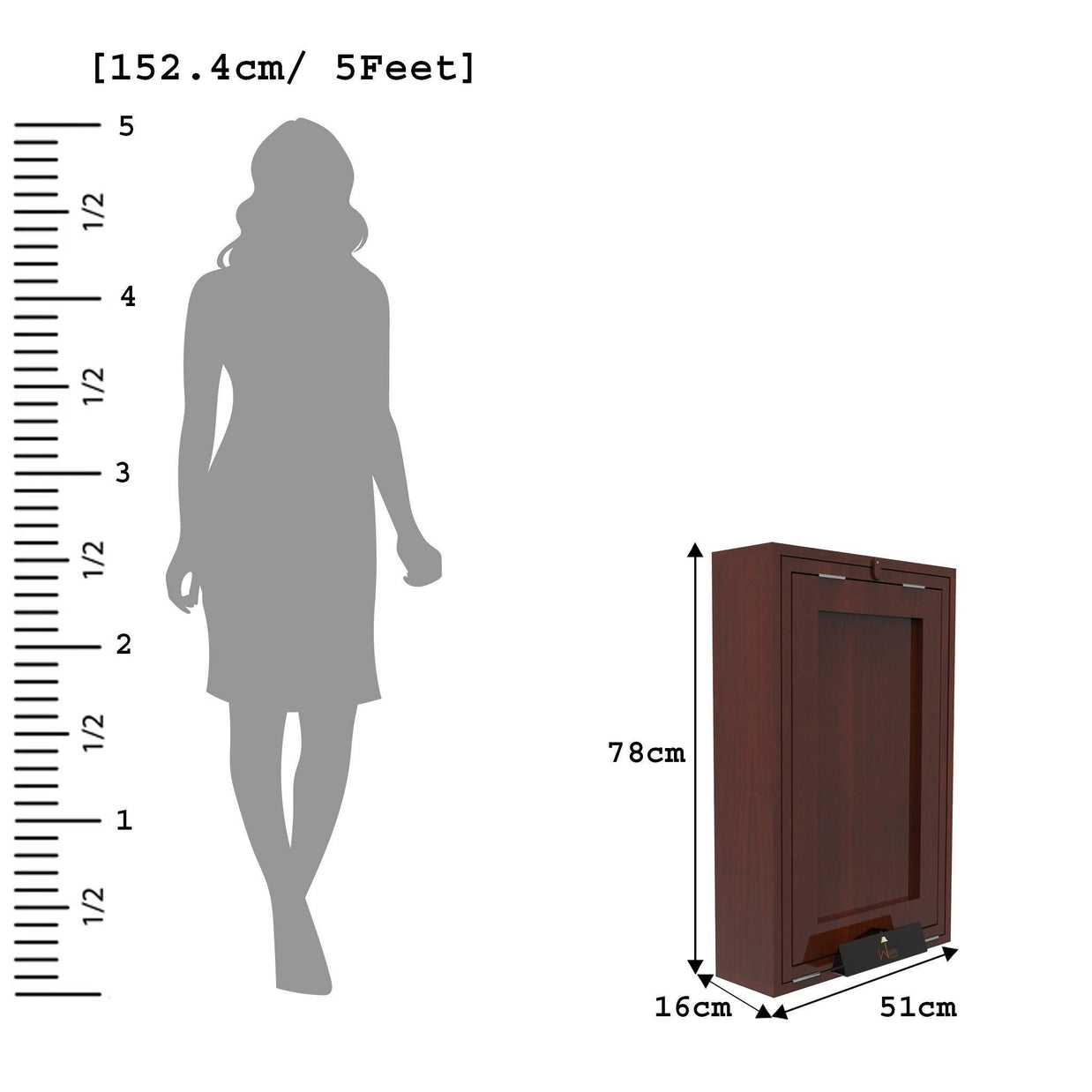 Teak Wood Foldable Wall Mounted Study Table (Finish Honey) - Wall Mounted