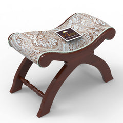 Premium Sheesham Wood Stool/Foot Rest in Fabric - WoodenTwist