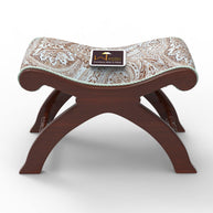 Premium Sheesham Wood Stool/Foot Rest in Fabric - WoodenTwist