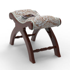 Premium Sheesham Wood Stool/Foot Rest in Fabric - WoodenTwist