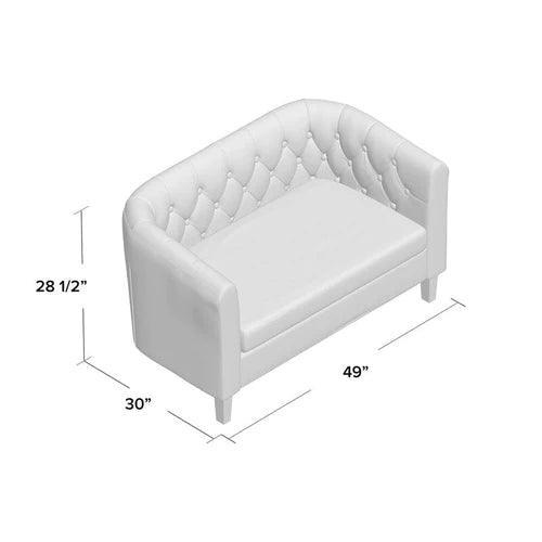 Square Arm Loveseat 2 Seater Sofa with Reversible Cushion - WoodenTwist