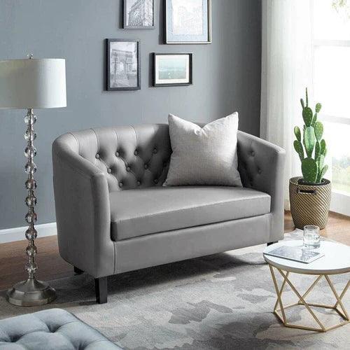 Square Arm Loveseat 2 Seater Sofa with Reversible Cushion - WoodenTwist