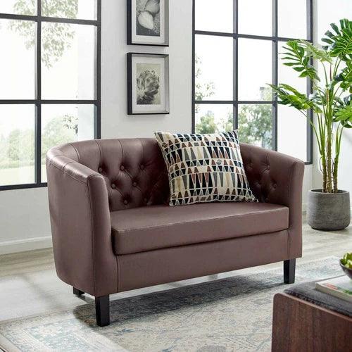 Square Arm Loveseat 2 Seater Sofa with Reversible Cushion - WoodenTwist