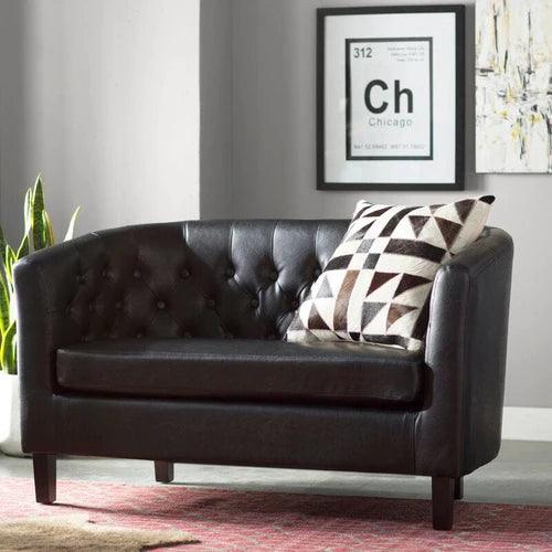 Square Arm Loveseat 2 Seater Sofa with Reversible Cushion - WoodenTwist
