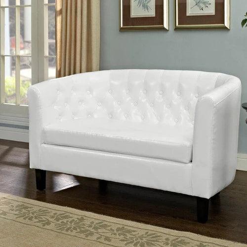 Square Arm Loveseat 2 Seater Sofa with Reversible Cushion - WoodenTwist