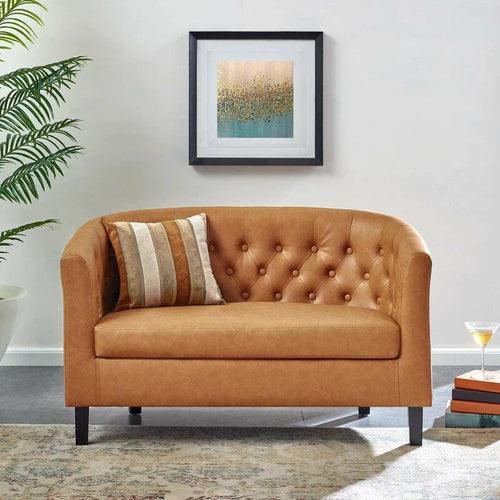 Square Arm Loveseat 2 Seater Sofa with Reversible Cushion - WoodenTwist