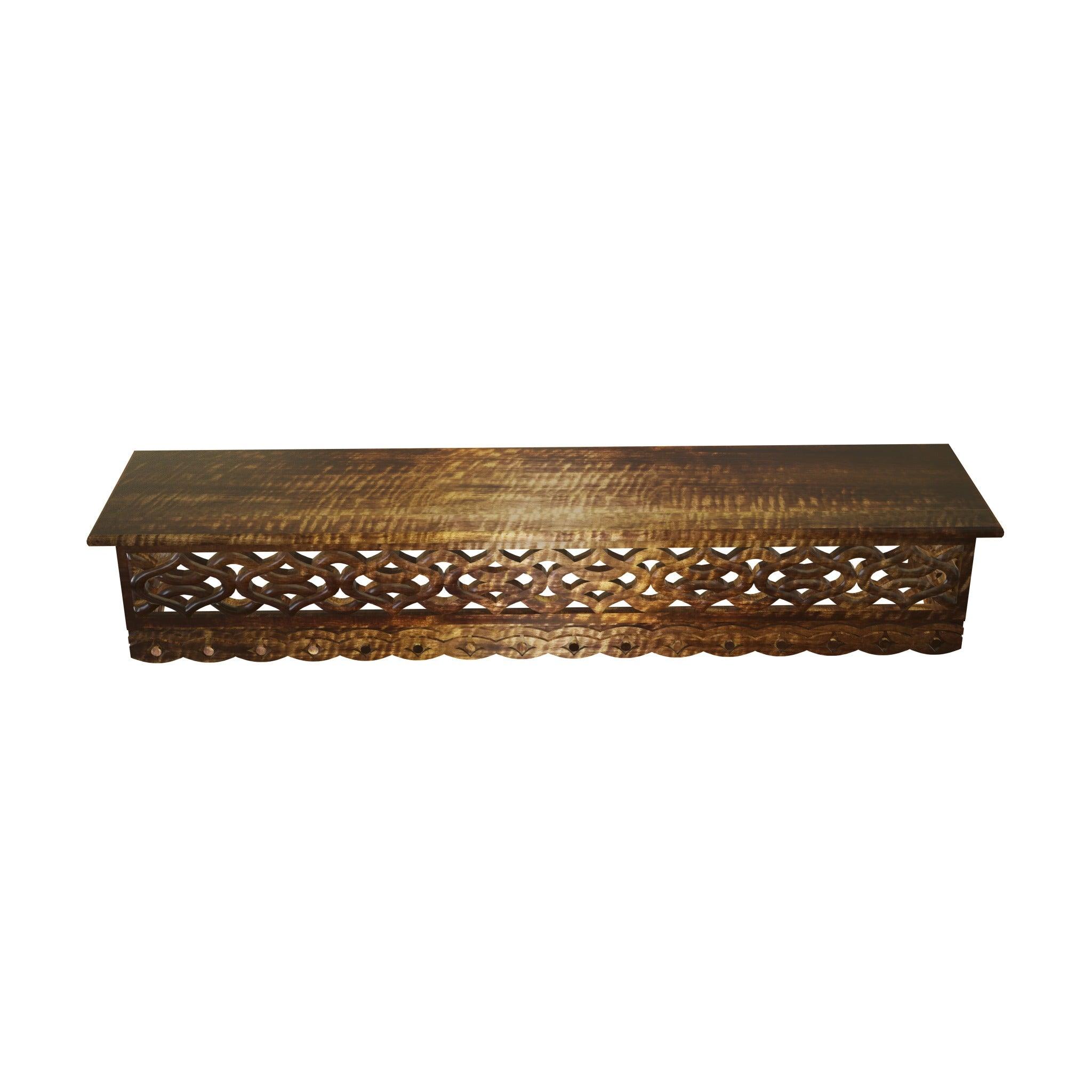 wooden hand carved wall shelf