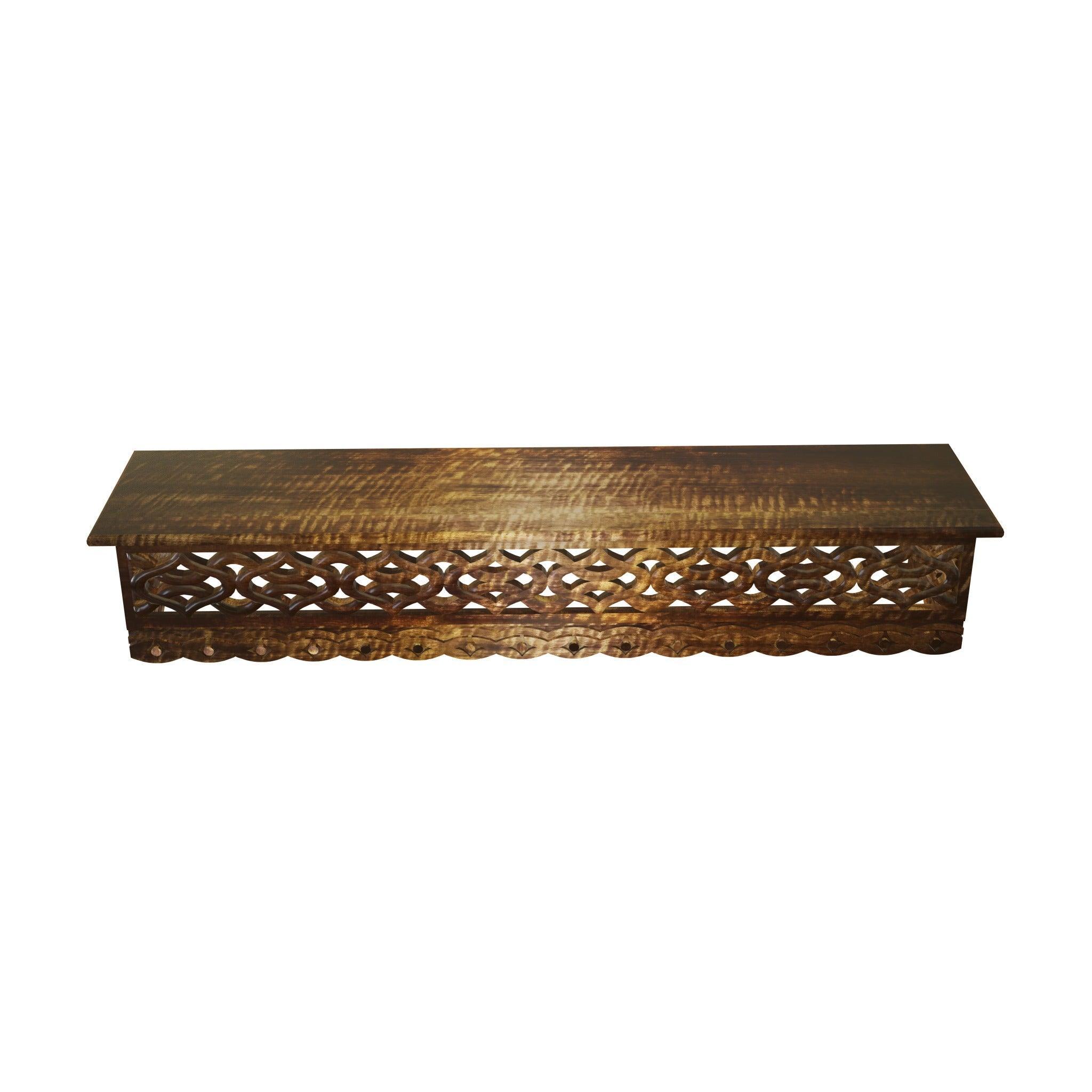Onlineshoppee Wooden Fancy Hand Carved Wall Shelf with Jali Work - WoodenTwist