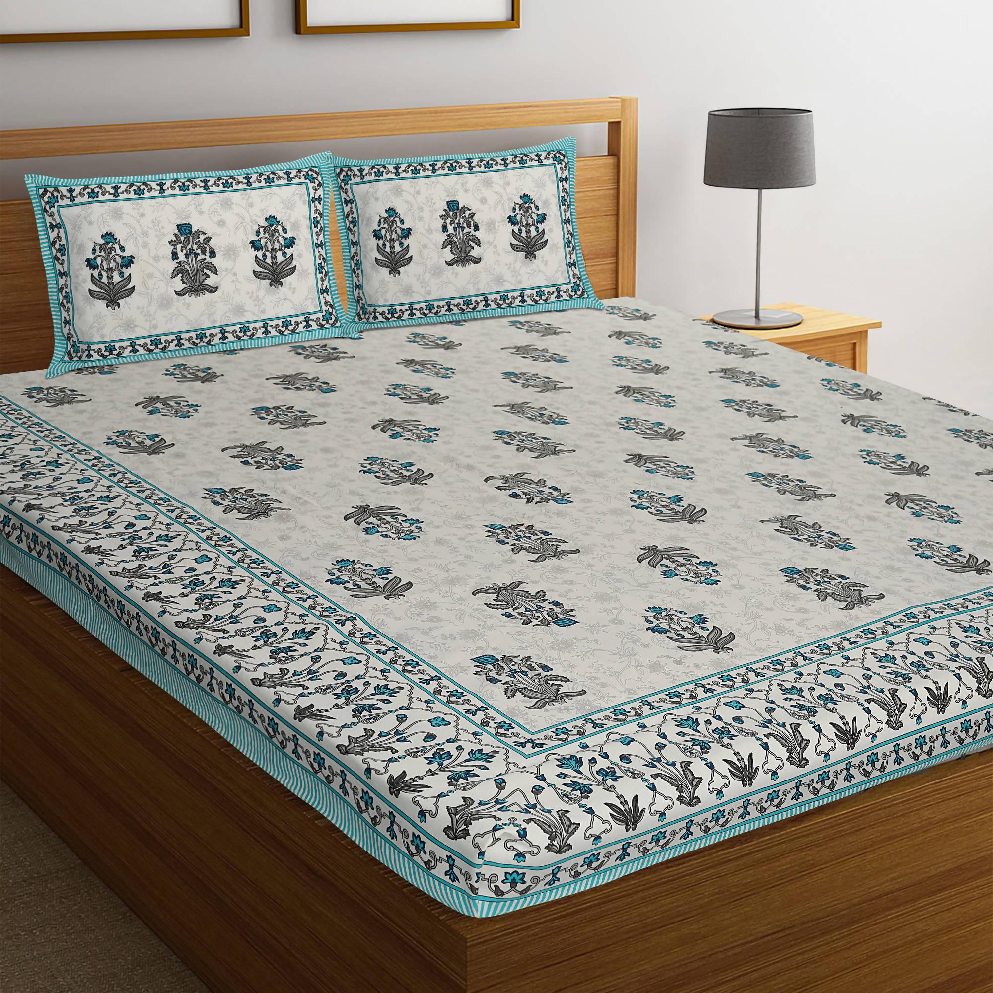 Rajasthani Jaipuri Great Cotton Block Print bed sheets - WoodenTwist