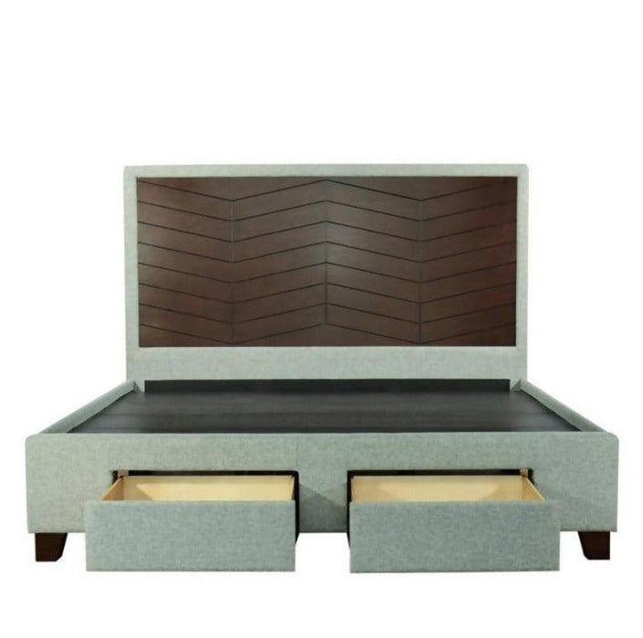 King Size Bed with Storage in Grey Color - WoodenTwist