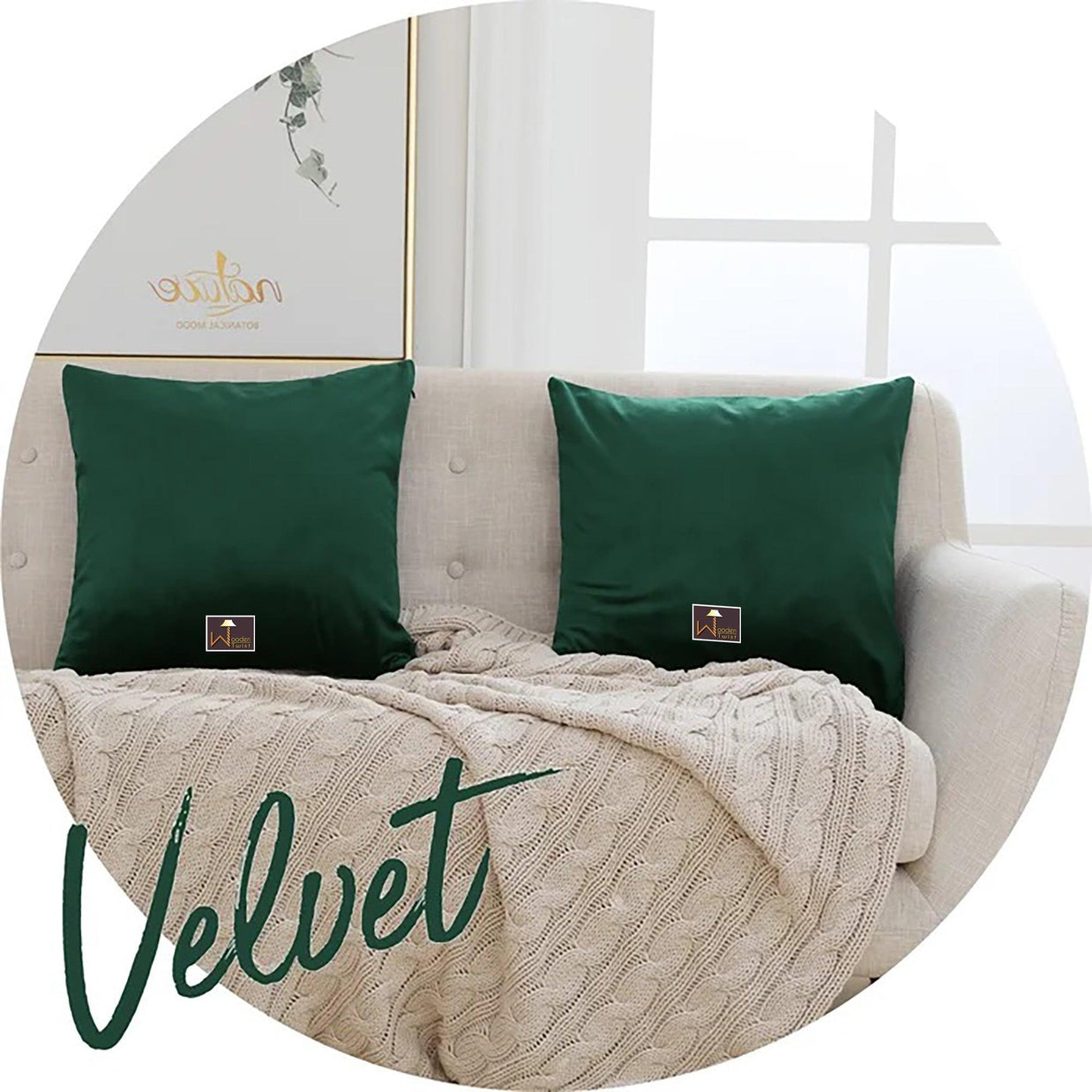 Fabrahome Cushion Cover for Couch, Sofa Bedroom And Home Decor (Green, Set of 2) - WoodenTwist