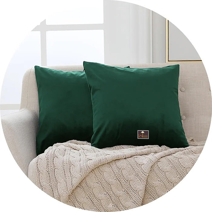 Fabrahome Cushion Cover for Couch, Sofa Bedroom And Home Decor (Green, Set of 2) - WoodenTwist