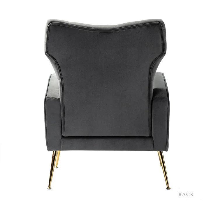 Stuffed Wide Tufted Velvet Wingback Chair for Living Room (Golden Metal Legs) - WoodenTwist