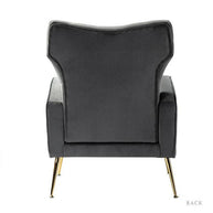 Stuffed Wide Tufted Velvet Wingback Chair for Living Room (Golden Metal Legs) - WoodenTwist
