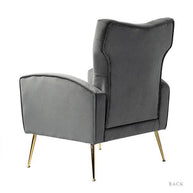 Stuffed Wide Tufted Velvet Wingback Chair for Living Room (Golden Metal Legs) - WoodenTwist