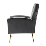 Stuffed Wide Tufted Velvet Wingback Chair for Living Room (Golden Metal Legs) - WoodenTwist