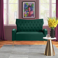 Wooden Square Arm Loveseat Wing Back Chair Set 2+1+1 (Metal Legs) - WoodenTwist