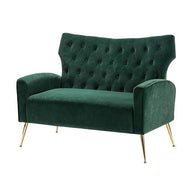 Wooden Square Arm Loveseat Wing Back Chair Set 2+1+1 (Metal Legs) - WoodenTwist