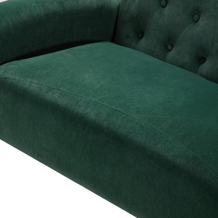 Wooden Square Arm Loveseat Wing Back Chair Set 2+1+1 (Metal Legs) - WoodenTwist
