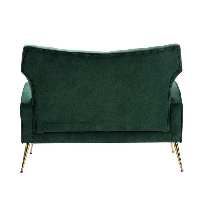 Wooden Square Arm Loveseat Wing Back Chair Set 2+1+1 (Metal Legs) - WoodenTwist